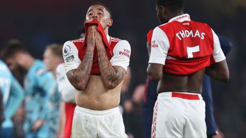 Gabriel Jesus, que passou em branco, lamenta o empate do Arsenal em casa