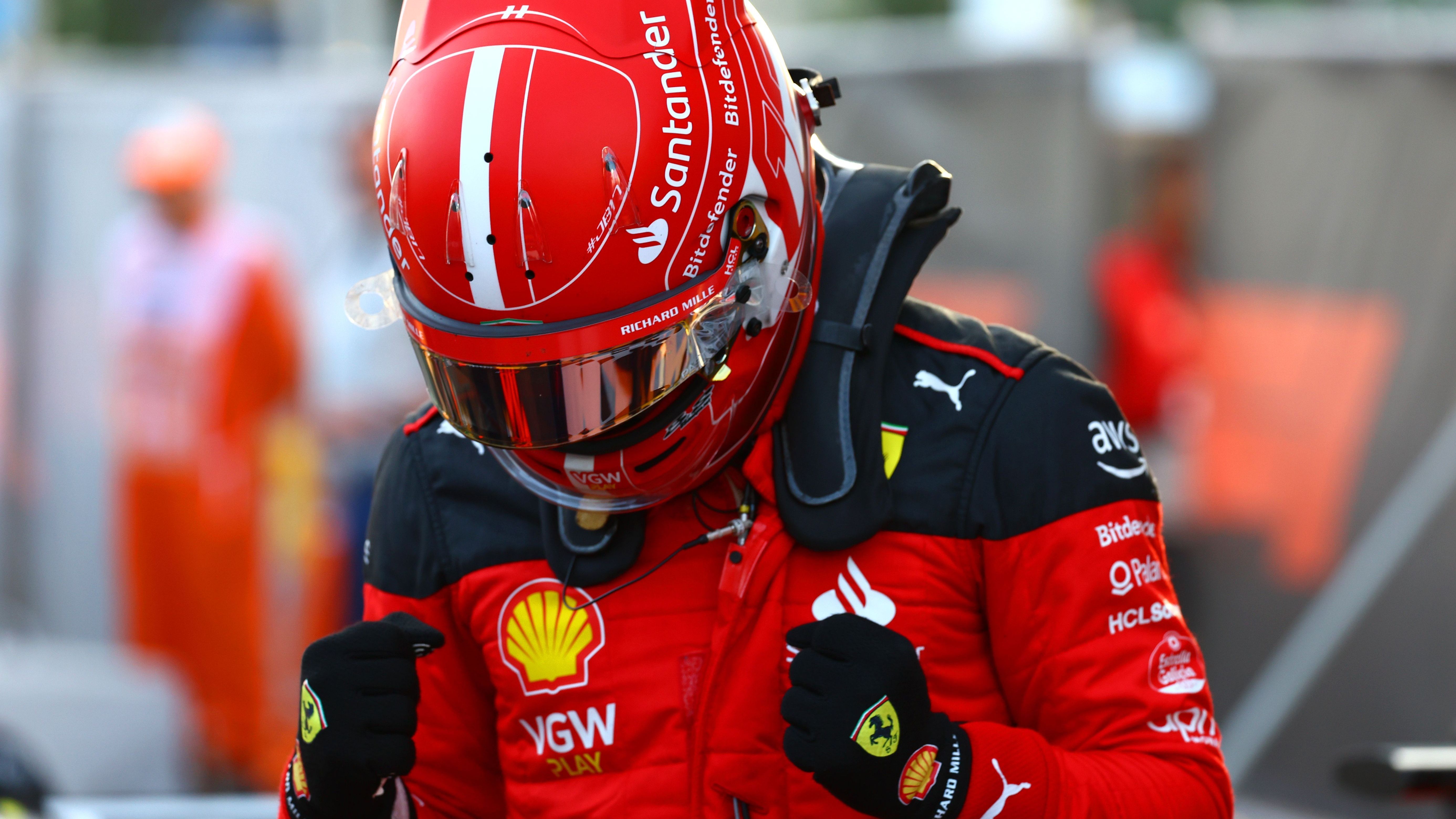 Charles Leclerc comemora a pole no Azerbaijão