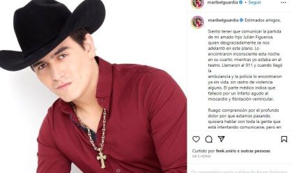 Morre o ator e cantor mexicano Julián Figueroa, filho de Maribel Guardia