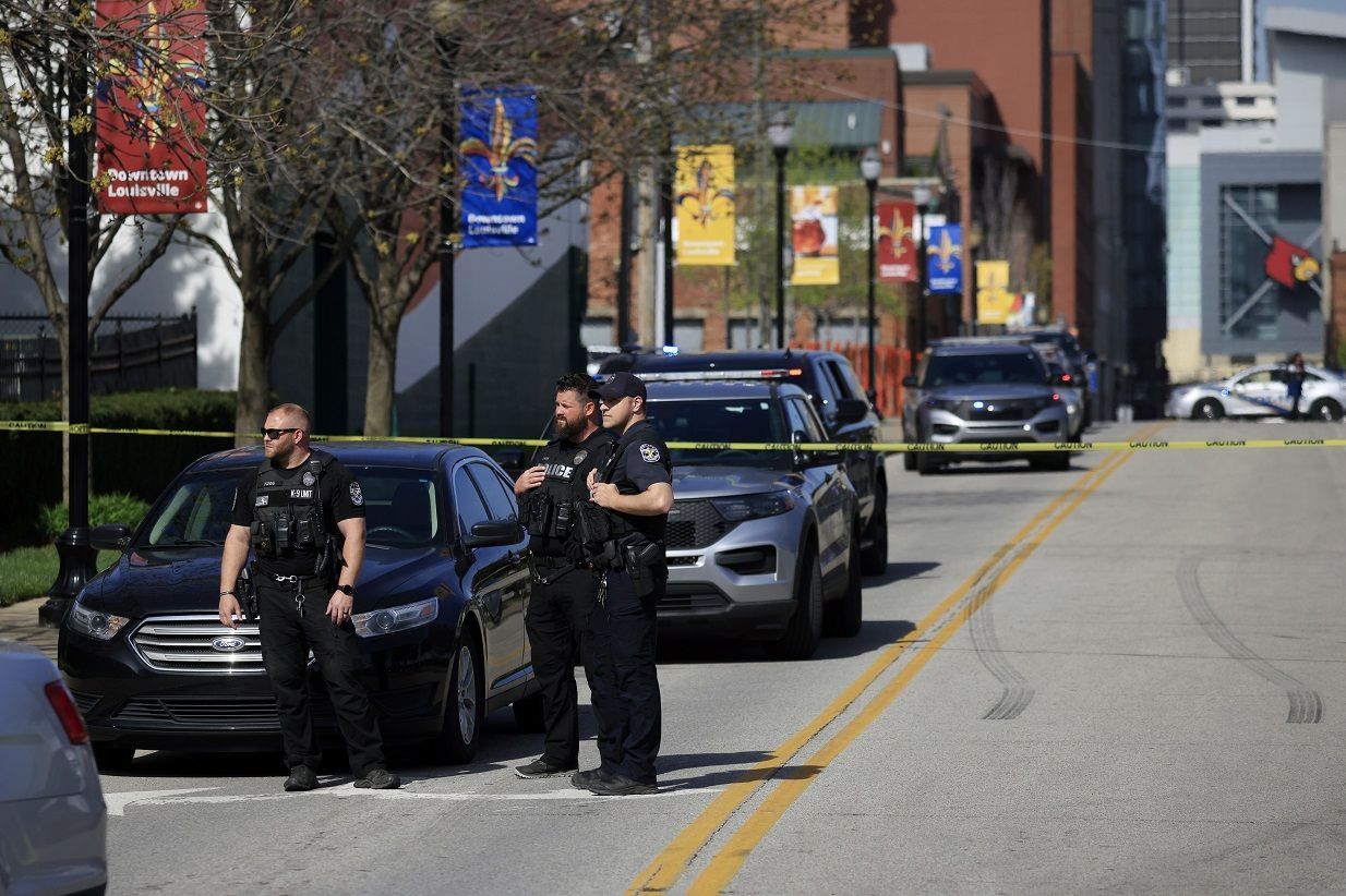 Police Work The Scene Of A Shooting In Louisville, Kentucky