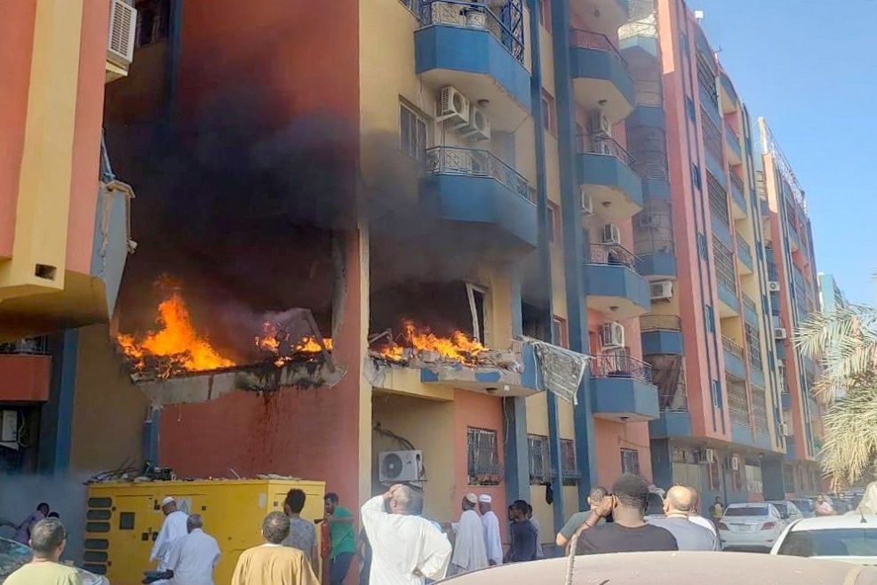 Fire breaks out during clashes in Sudan's Khartoum