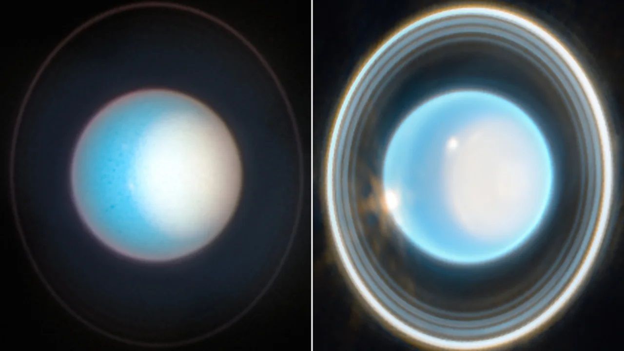 Montagem compara imagens captadas pelo Hubble (à esq.) e James Webb / Nasa