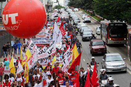Manifestação de sindicalistas em São Paulo