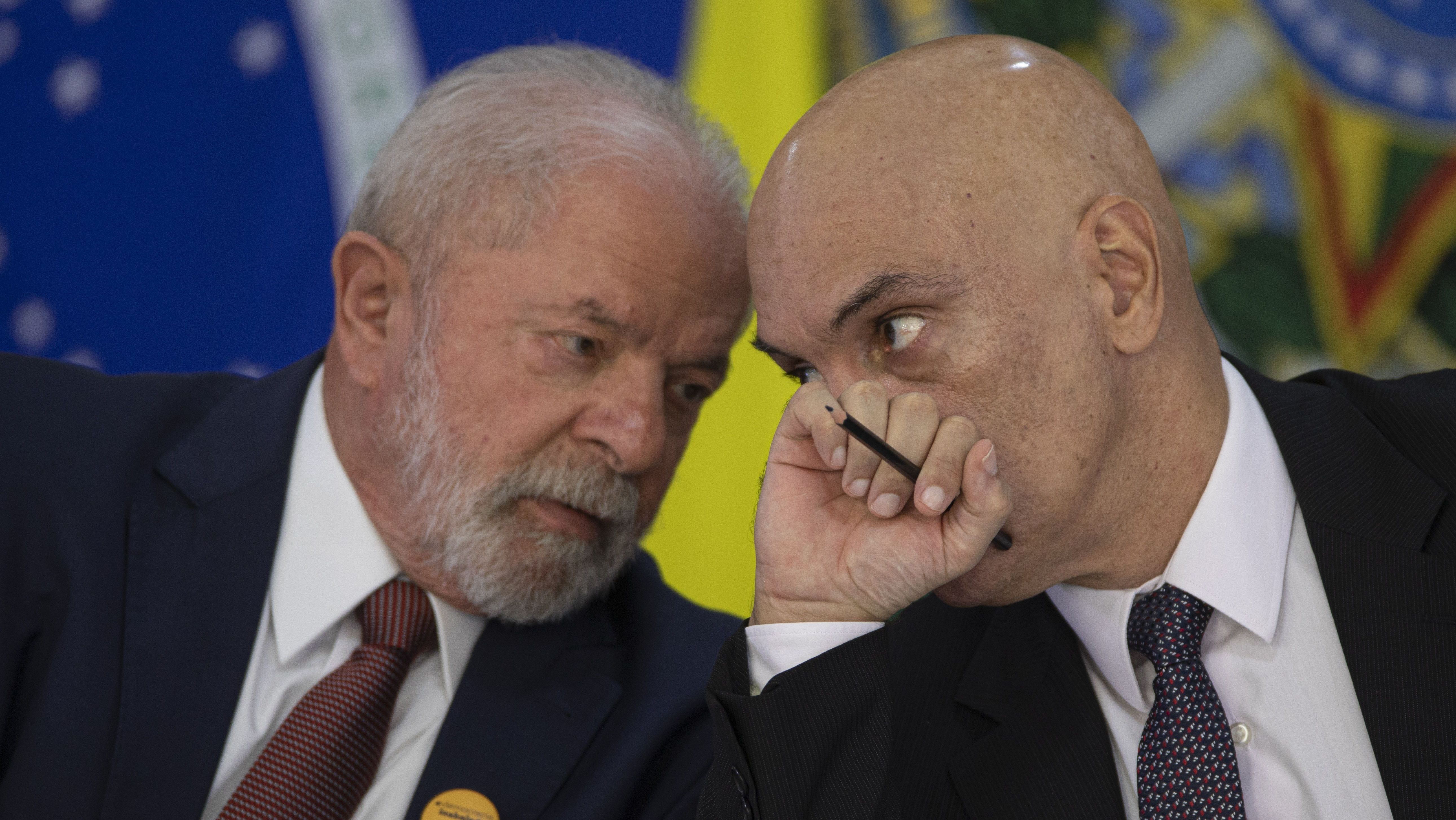 Luiz Inácio Lula da Silva, presidente da República e Alexandre de Moraes, ministro do Supremo Tribunal Federal (STF) e presidente do Tribunal Superior Eleitoral (TSE)
