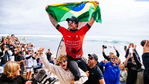 Gabriel Medina comemora título na etapa de Margaret River