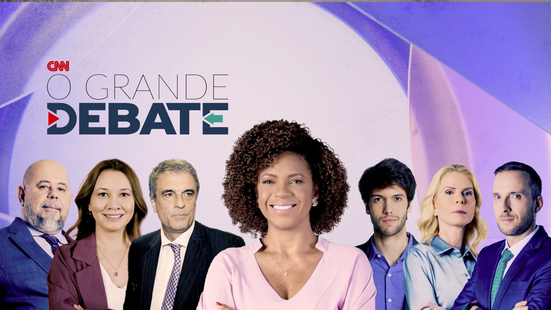 Na ordem: Roberto Tardelli, Gabriela Araujo e José Eduardo Cardozo (time progressista); Luciana Barreto (centro); Caio Coppolla, Samantha Meyer e Vinicius Poit (time conservador)