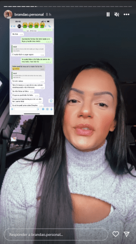 Raíssa Brandão mostrou o print de uma conversa antiga entre os dois na qual Douglas admite ter agredido a então namorada./ Reprodução/ Instagram