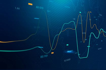 Global business background vector with stock chart in blue tone
