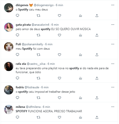 Usuários do Spotify reclamam de instabilidade da plataforma na manhã desta quinta-feira (27). / Reprodução