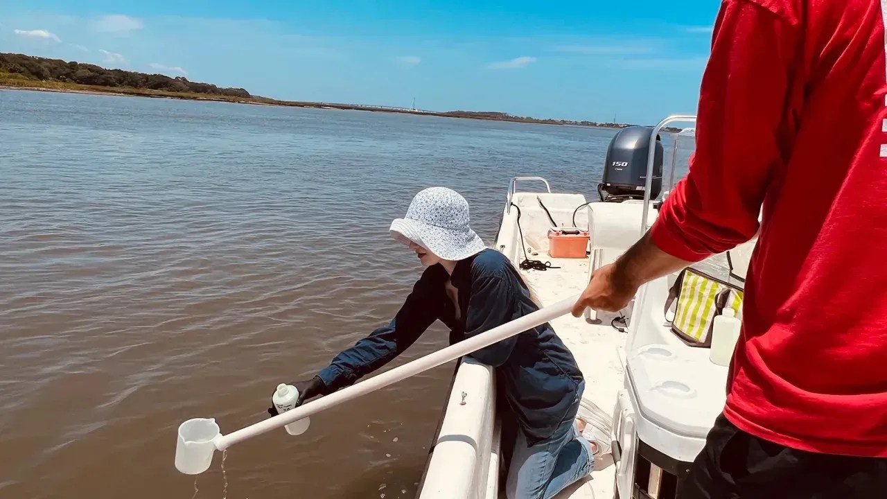 Equipe coletando amostras de água para estudo em St Augustine, Flórida / Todd Osbourne