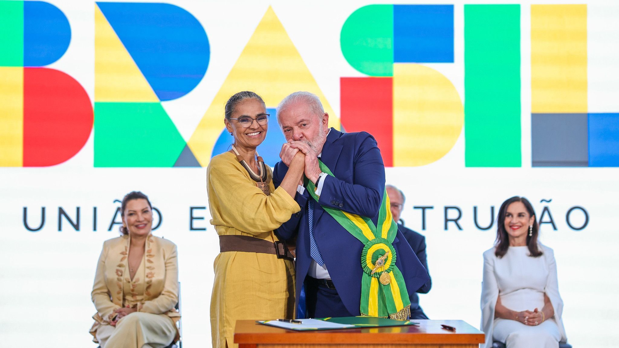 A ministra do Meio Ambiente, Marina Silva, e o presidente Luiz Inácio Lula da Silva (PT)