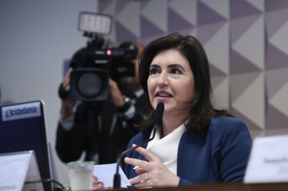 Ministra do Planejamento, Simone Tebet, participa de sessão no Senado Federal