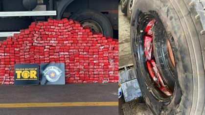 PF apreende tabletes de maconha escondidas em pneus de caminhão em São Paulo