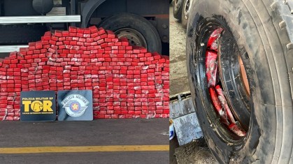 PF apreende tabletes de maconha escondidas em pneus de caminhão em São Paulo