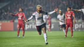 Gabigol comemora o gol do Flamengo no Chile