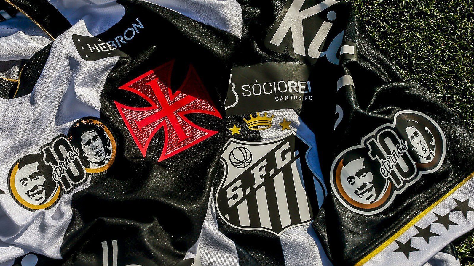 Vasco e Santos usam patchs alusivos a Dinamite e Pelé