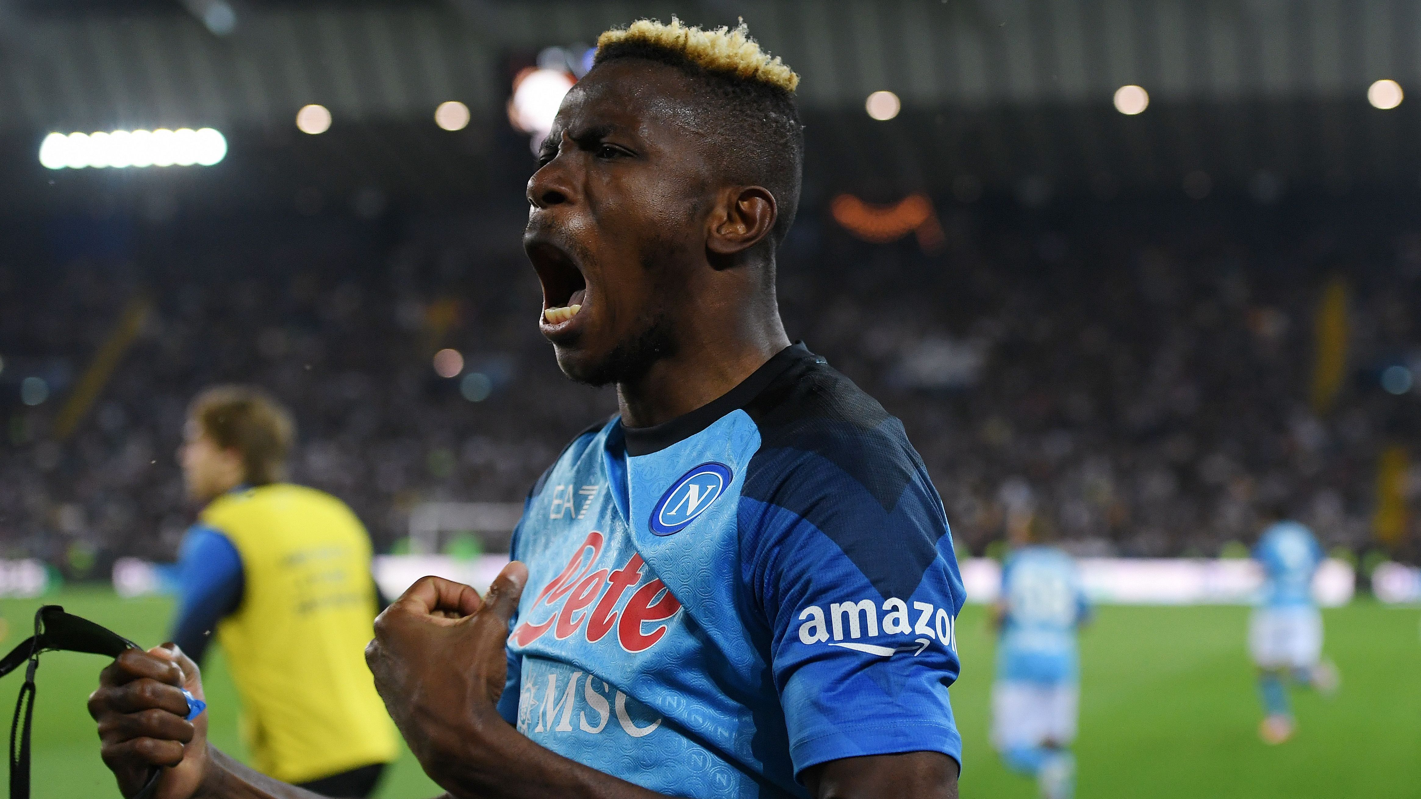 Osimhen comemora o o gol do título do Napoli