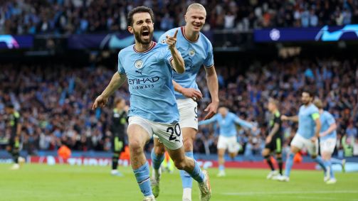 Bernardo Silva marcou dois gols na goleada sobre o Real Madrid