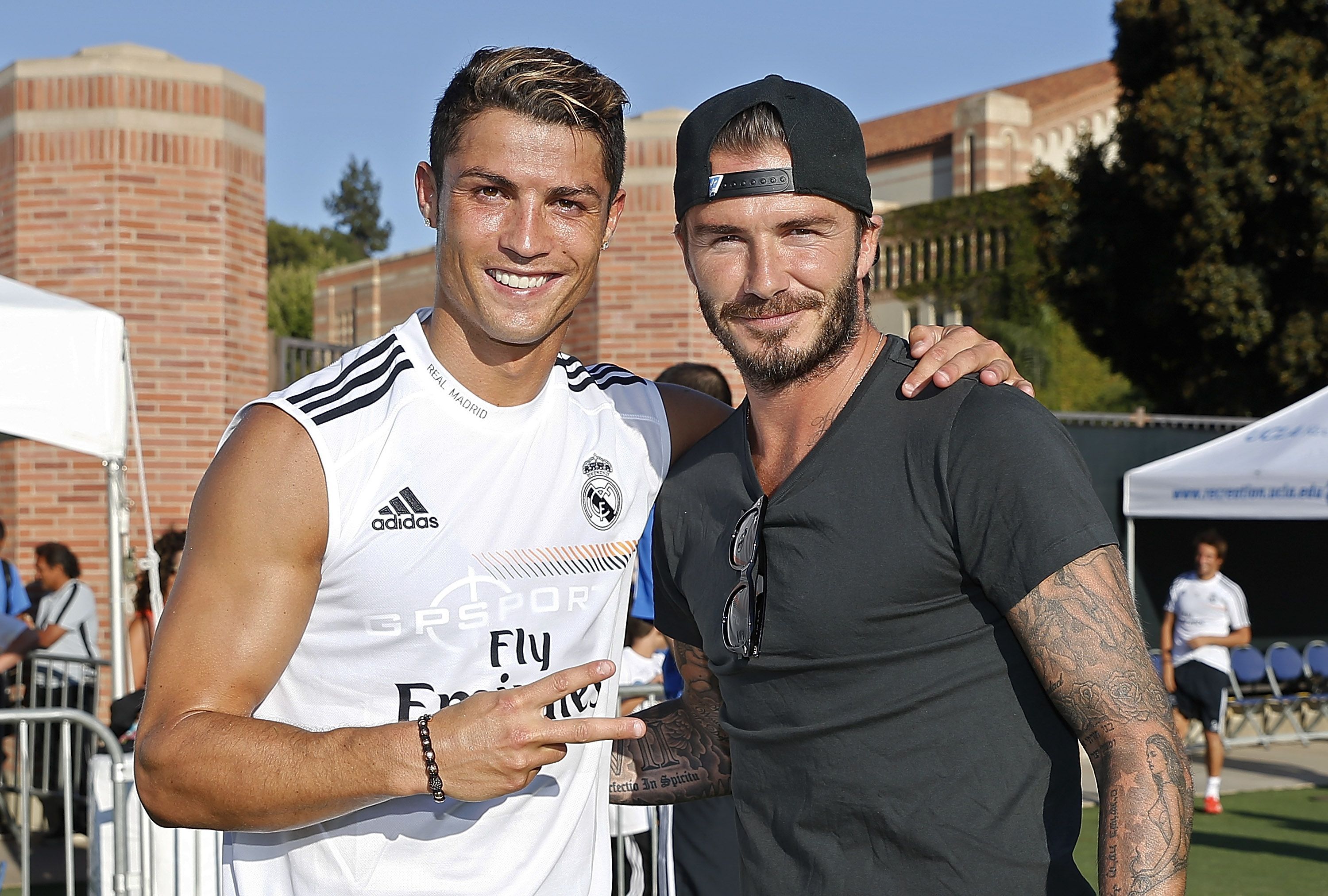 Cristiano Ronaldo e David Beckham se encontram / Getty Images