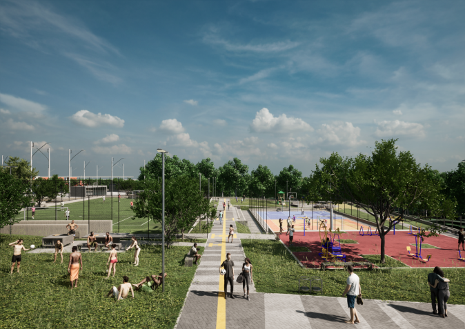 / Espaço púbico do projeto Favela Marte. Divulgação: Boldarini Arquitetos Associados