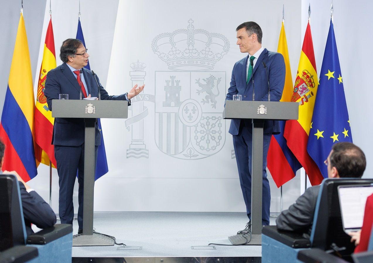 Sanchez Receives The President Of Colombia, Gustavo Petro