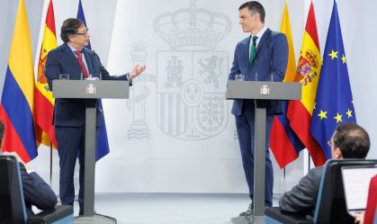 Sanchez Receives The President Of Colombia, Gustavo Petro
