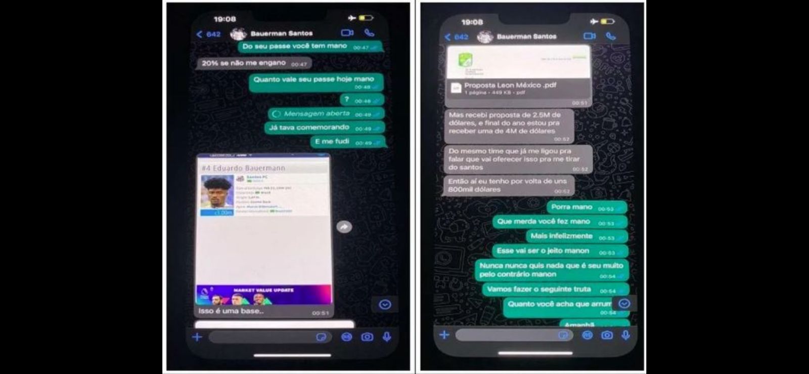Print das conversas entre Bauermann e apostador / MP de Goiás