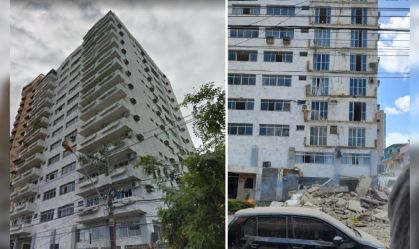 Sacadas de prédio residencial desabam em Belém