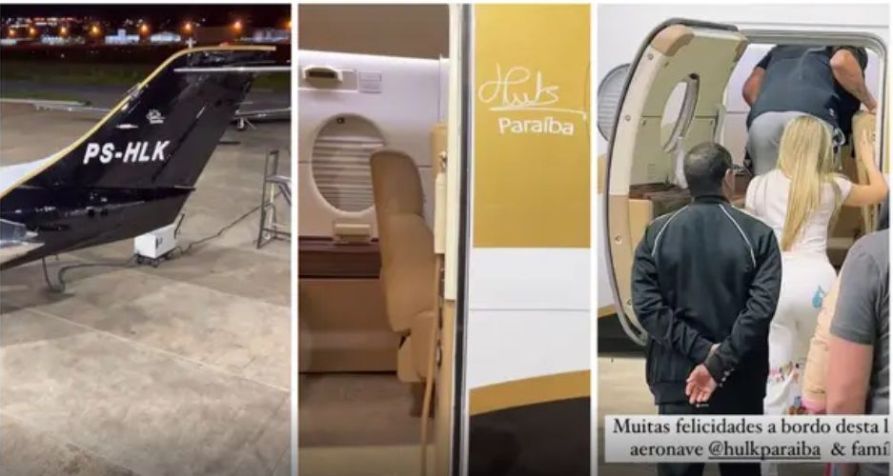 Detalhes do novo avião do atacante Hulk. / Reprodução / Redes Sociais