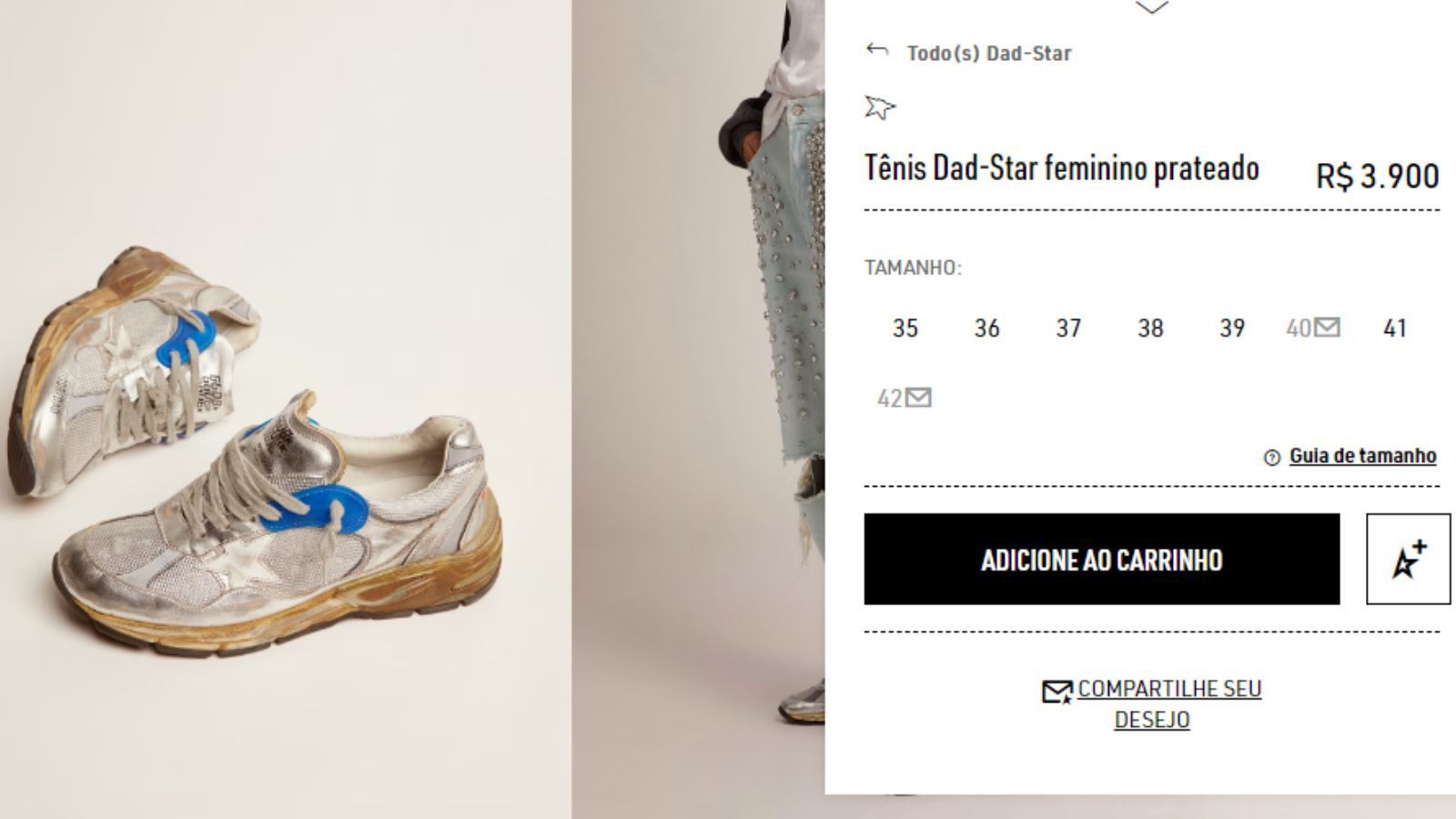 Tênis com aparência desgastada sai por R$ 3,9 mil / Reprodução/Golden Goose