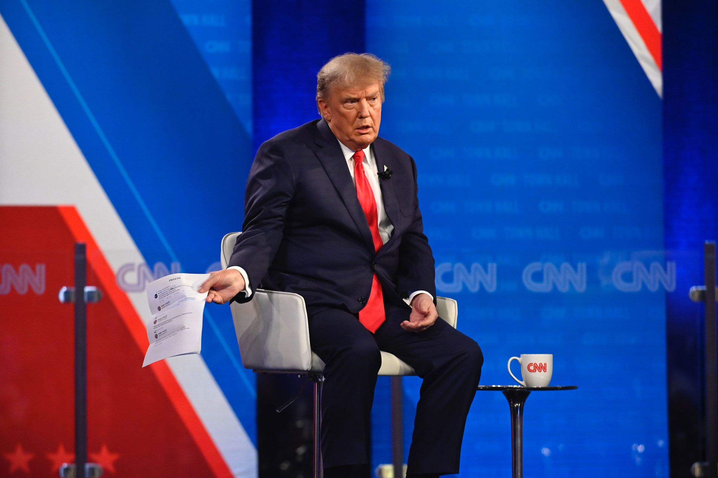 Ex-presidente dos EUA Donald Trump durante CNN Town Hall, em 10 de maio de 2023.