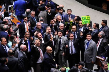 Apoiadores da PEC 241, que propunha o teto de gastos, na Câmara dos Deputados