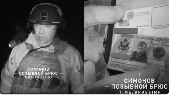 O líder do grupo mercenário russo Wagner, Yevgeny Prigozhin, mostrando documentos de cidadão americano morto em desabamento de prédio na em Bakhmut.  Reprodução/Redes sociais