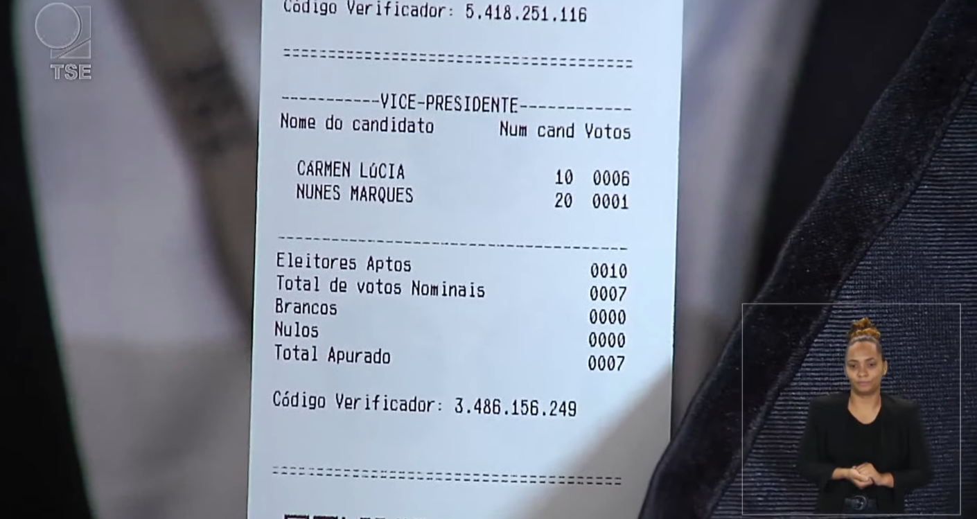 Resultado da eleição para o cargo de vice-presidente do Tribunal Superior Eleitoral (TSE). / Reprodução