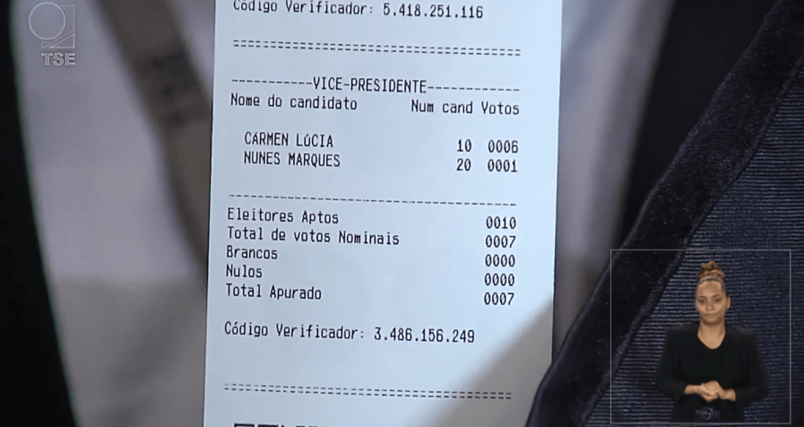 Resultado da eleição para o cargo de vice-presidente do Tribunal Superior Eleitoral (TSE). / Reprodução