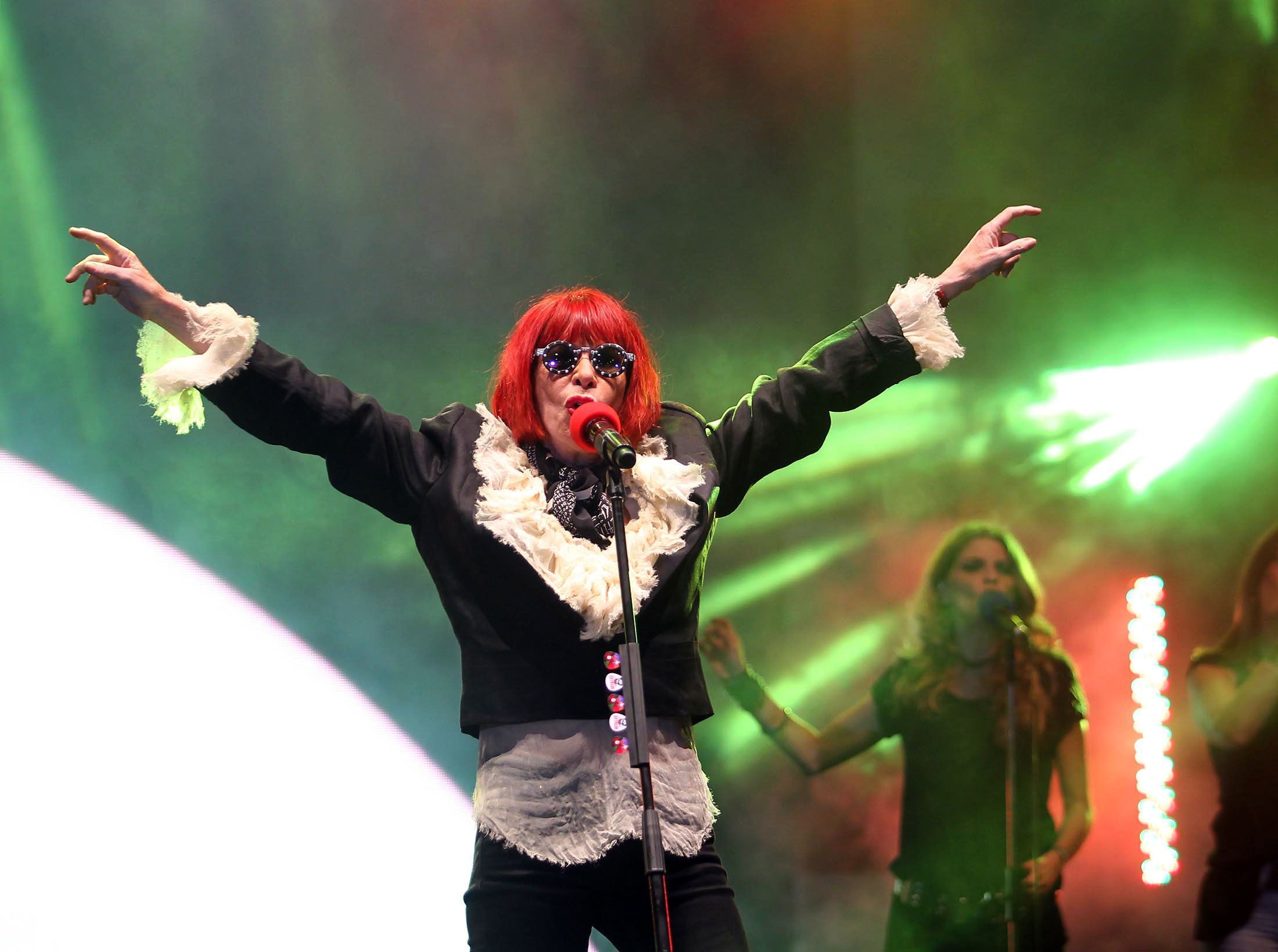 Brasil, São Paulo, SP, 25/01/2013. A cantora e compositora Rita Lee se apresenta durante o show "4 Gerações Cantam São Paulo", em comemoração ao aniversário de 459 anos da cidade, no Vale do Anhangabaú, no centro de São Paulo.