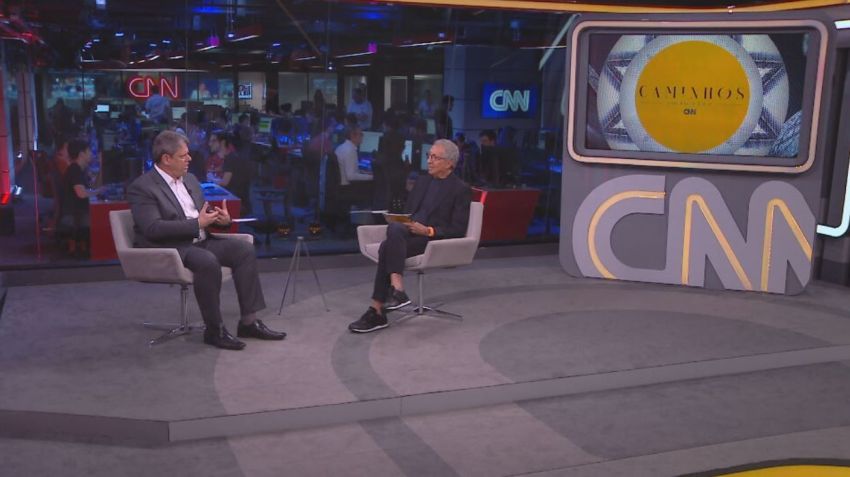 Tarcísio Gomes de Freitas (Republicanos), governador de São Paulo, em entrevista ao programa da CNN Caminhos com Abilio Diniz / Reprodução/CNN