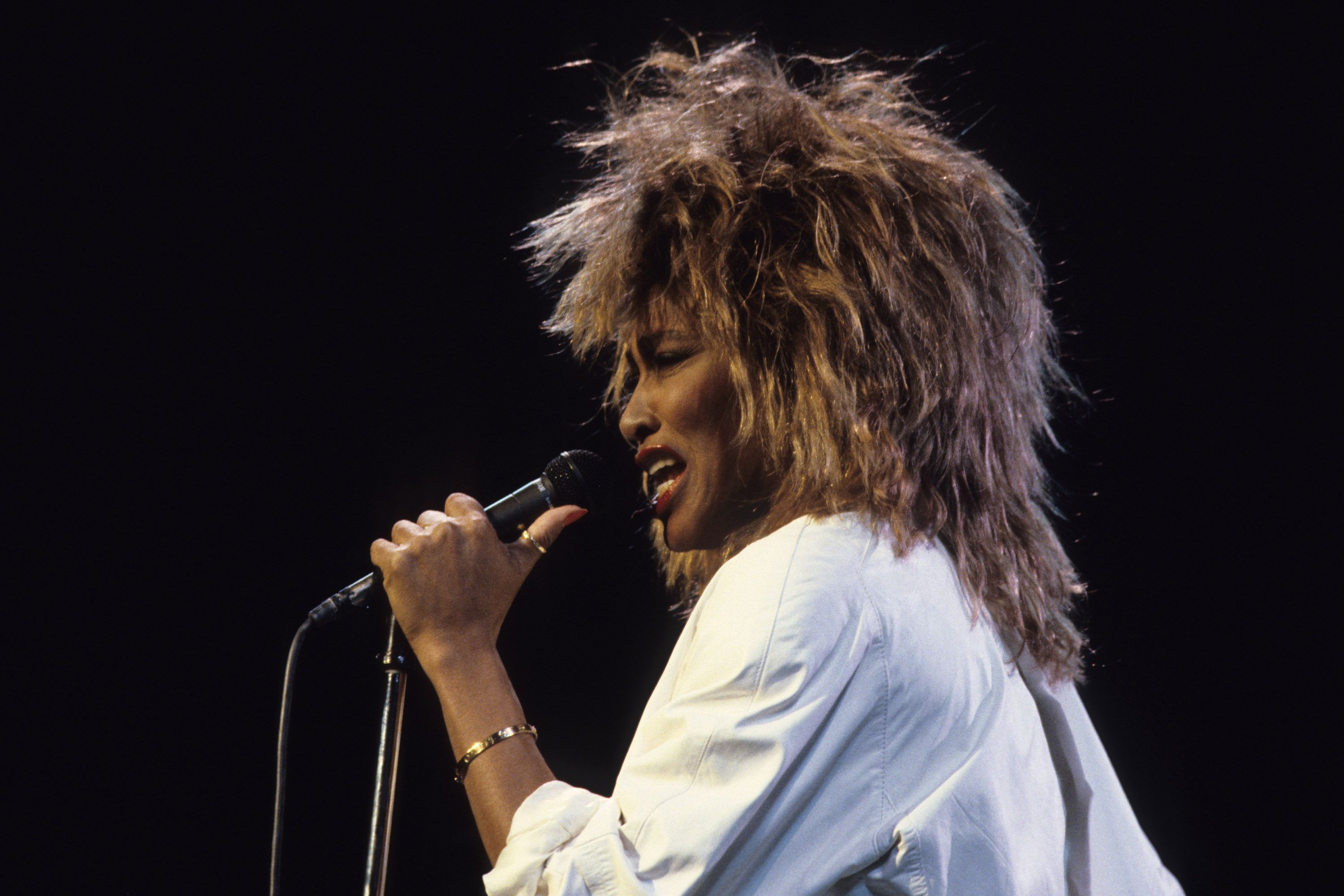 Tina Turner se apresenta em show, em Nova York, por volta de 1989