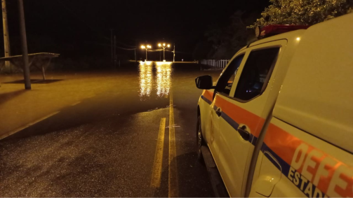 Região isolada por alagamento no município de São Leopoldo, no Rio Grande do Sul