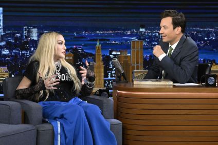 Madonna em entrevista ao apresentador Jimmy Fallon