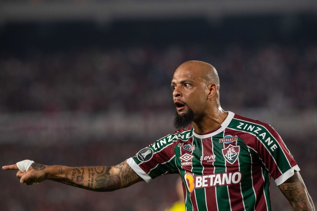 Felipe Melo of Fluminense gestures during a Copa CONMEBOL