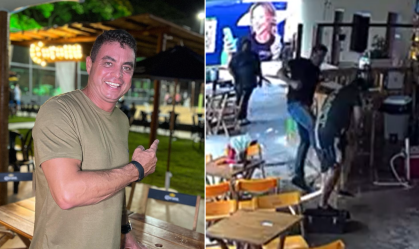 Vídeo mostra Dhomini, vencedor do BBB 3, agredindo dono de bar em Goiânia com socos e chutes