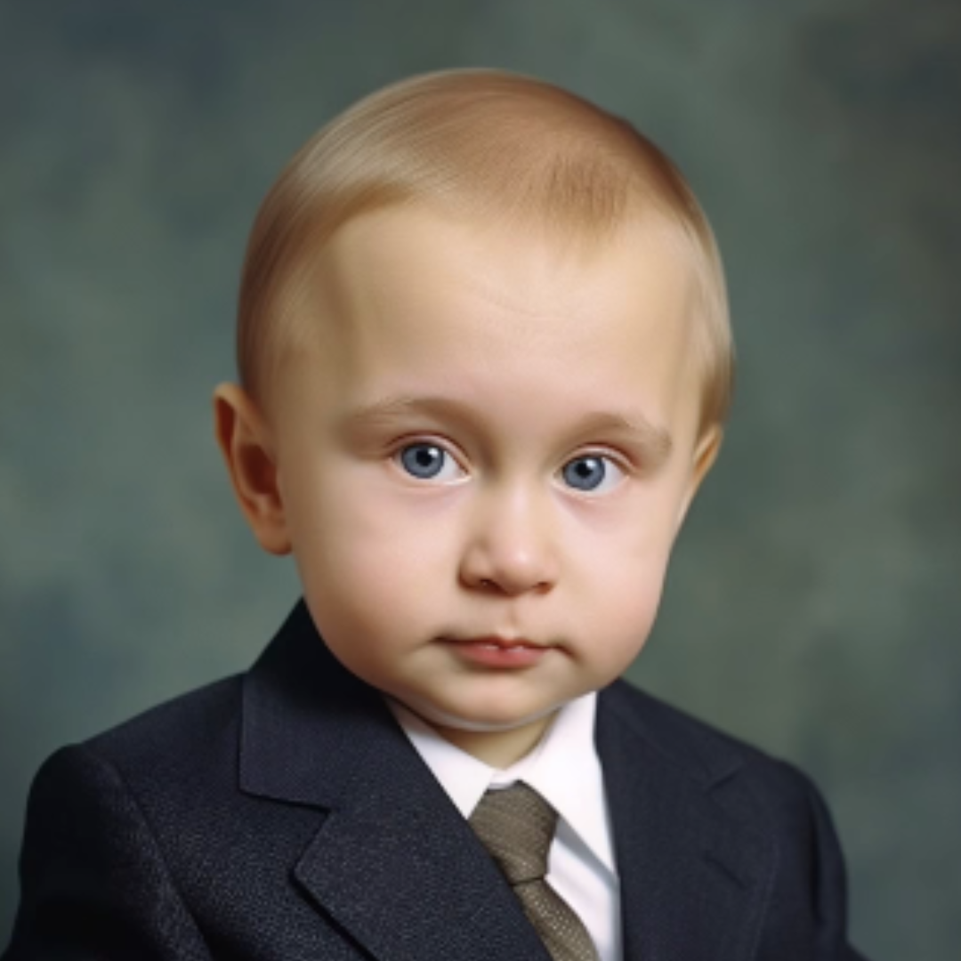 Imagem de Vladimir Putin como bebê, criada por IA generativa / Reprodução / Instagram