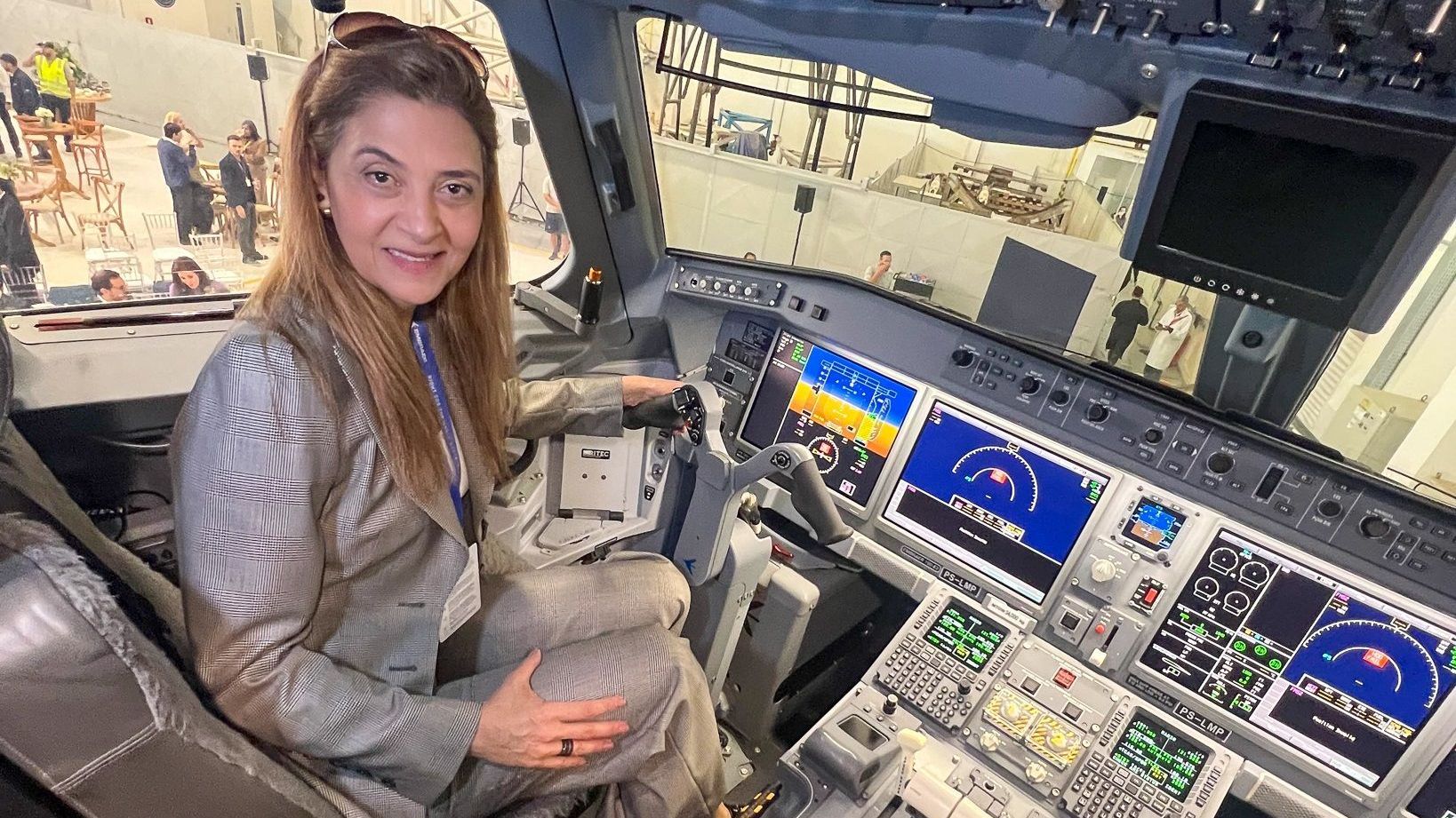 Leila no avião
