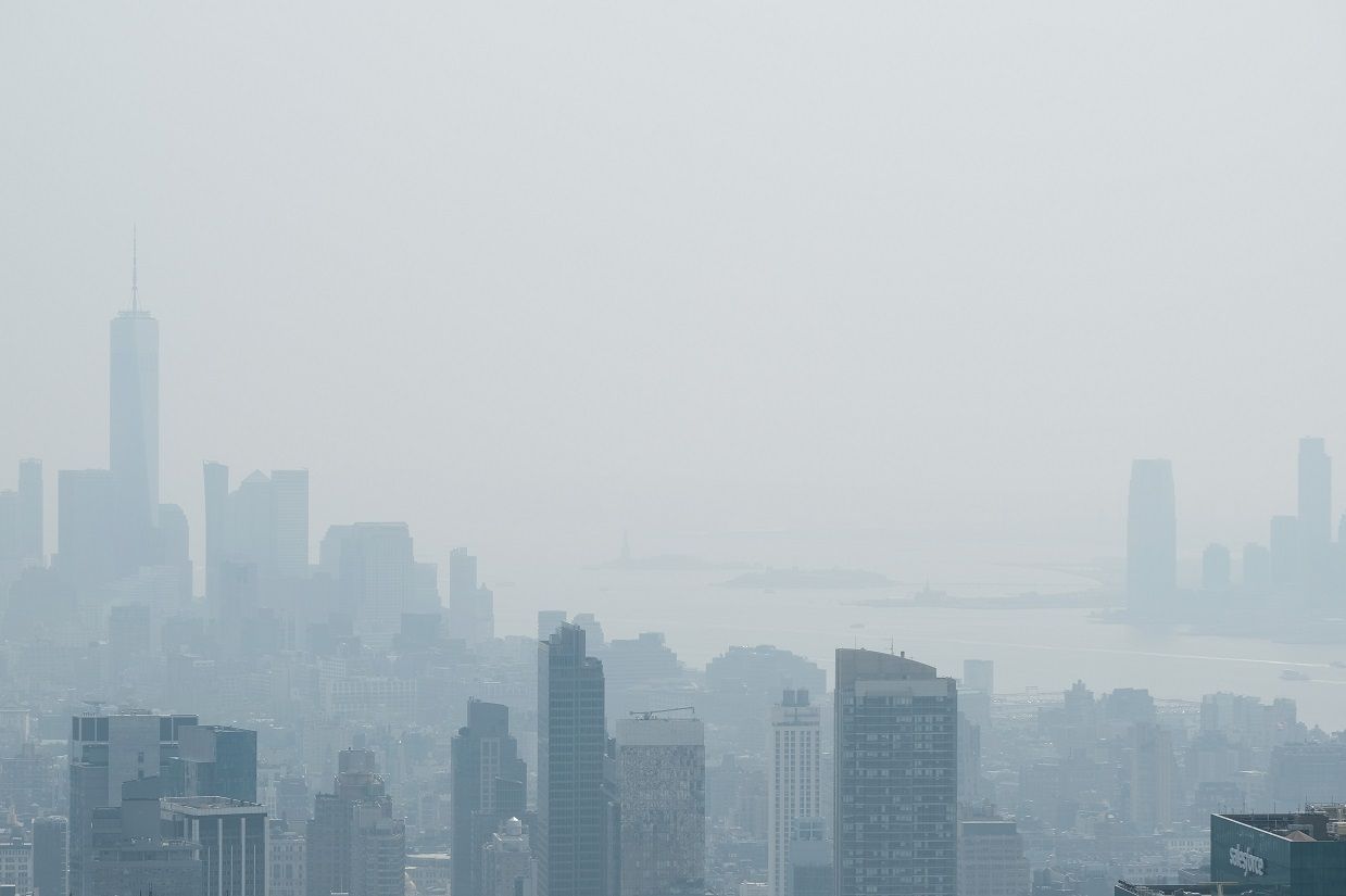 Smoke From Canadian Wildfires Blows South Creating Hazy Conditions On East Coast