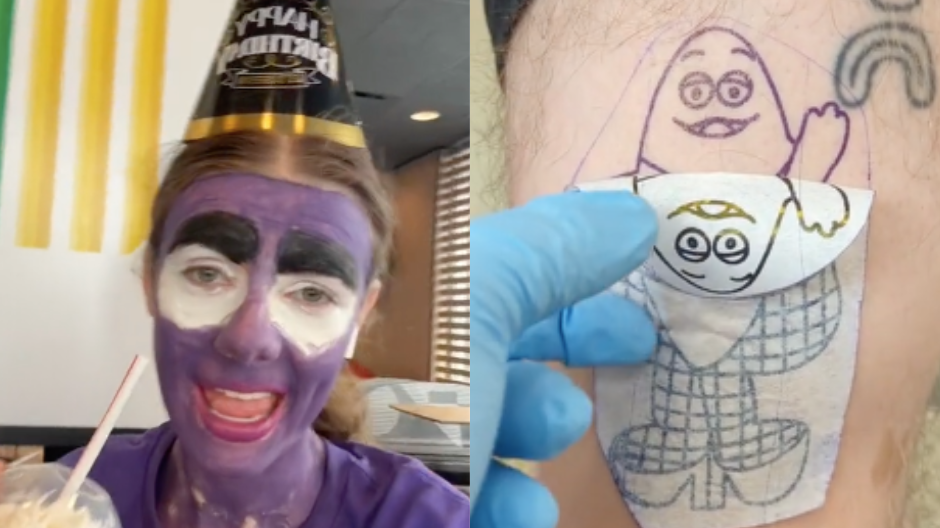 Reações dos fãs no TikTok ao aniversário do personagem Grimace / Reprodução / TikTok