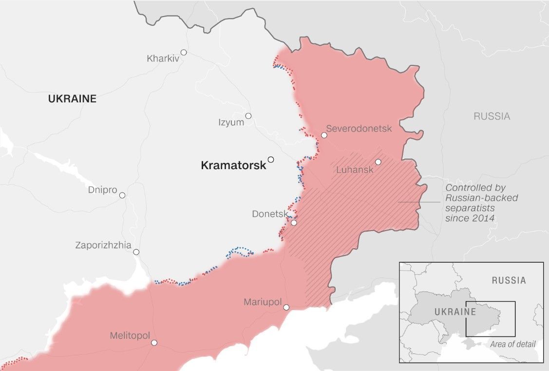 Kramatorsk fica a 25 quilômetros de distância da linha de frente da guerra na Ucrânia / Reprodução/CNN