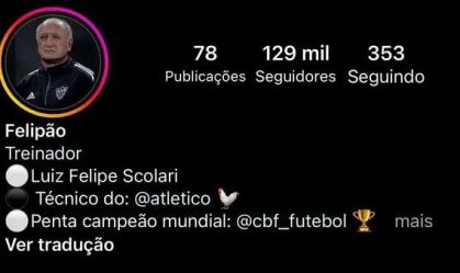 Perfil falso de Felipão no Instagram