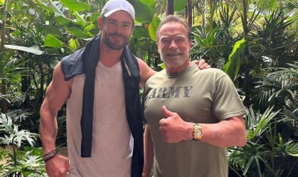 Thor x Terminator: Chris Hemsworth encontra Schwarzenegger em academia em SP