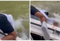 Tubarão morde pescador e o derruba do barco na Flórida; veja o momento